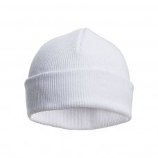 H704-C-W: White Cotton Beanie Hat (0-12 Months)